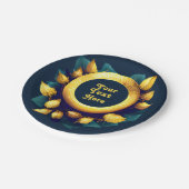 Golfers Green und Gold Kranz Pappteller (Schrägansicht)