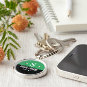 Golfers grünes Schwarzes Monogramm Schlüsselanhänger (Seite)