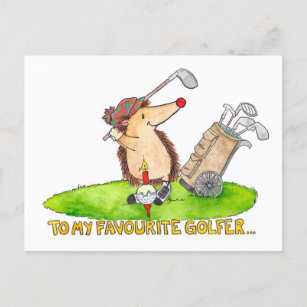 Golfer's Happy Birthday Postcard von Nicole Janes Feiertagspostkarte