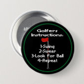 Golfers Instructions Spaß Button (Vorne & Hinten)