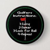 Golfers Instructions Spaß Button (Vorderseite)