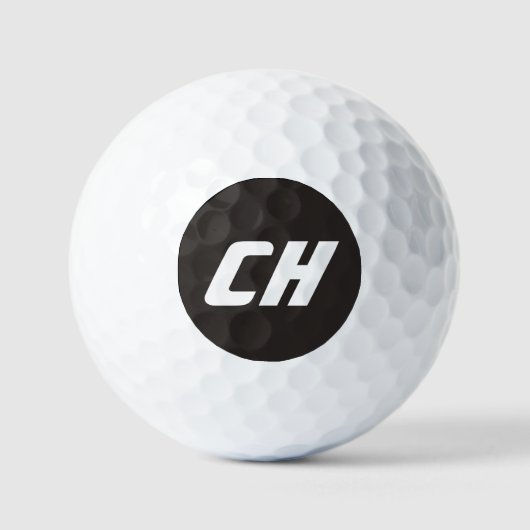 Golfers kühne Initialen in Black Circle Monogram Golfball (Vorderseite)