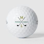 Golfers Name Initialen mit Monogramm grün Golfball (Vorderseite)
