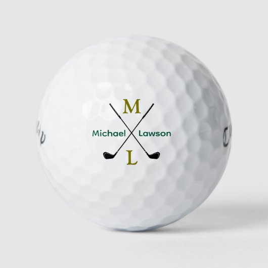 Golfers Name Initialen mit Monogramm grün Golfball (Vorderseite)