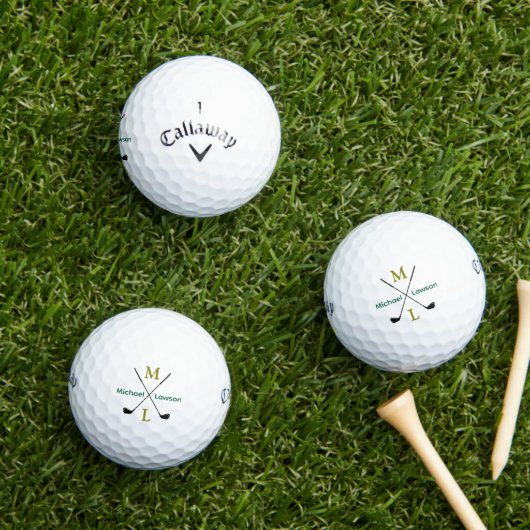 Golfers Name Initialen mit Monogramm grün Golfball (Insitu Gras)