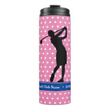 Golfer's Pink Polka Dot Thermal Water Flasche