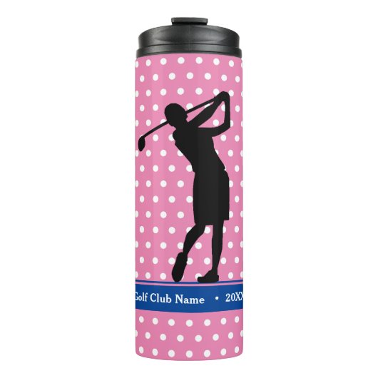Golfer's Pink Polka Dot Thermal Water Flasche (Vorderseite)