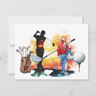 Golfers T-Shirt Time Men Basic T - Shirt Postkarte