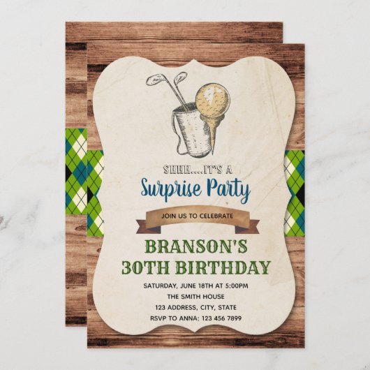 Golferwachsen-Party Einladung (Vorne/Hinten)