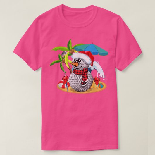 Golferweihnacht im Juli Sommer Snowman Golfer Part T-Shirt (Design vorne)