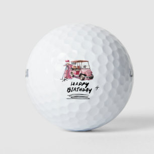 GolfGeburtstag mit rosa Karren und Tasche für die  Golfball
