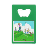 Golfgeschenk - T-Shirt-Off & Putting Cartoon. Geldbeutel Flaschenöffner (Vorderseite)