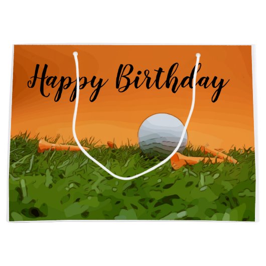 Golfgeschenk-Tasche mit Golfball und Tee Große Geschenktüte (Vorderseite)