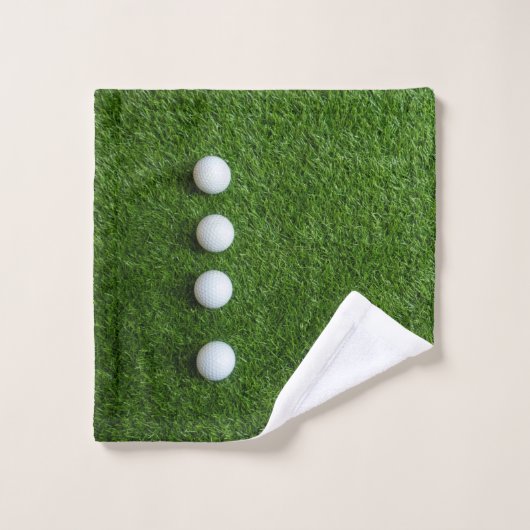 Golfgrün Gras mit Golfbällen Badhandtuch Set (Waschlappen)