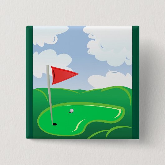 Golfgrün mit roter Flagge und Ball Button (Vorderseite)