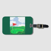 Golfgrün mit roter Flagge und Ball Gepäckanhänger (Vorderseite (Horizontal))