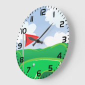 Golfgrün mit roter Flagge und Ball Große Wanduhr (Winkel)