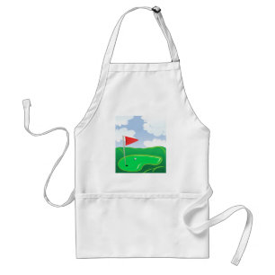 Golfgrün mit roter Flagge und Ball Schürze