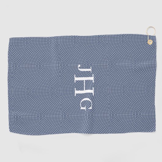 Golfhandtuch mit blauen Bögen, weißer Polka-Punkt (Horizontal)