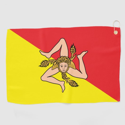 Golfhandtuch mit der Flagge von Sizilien, Italien (Horizontal)