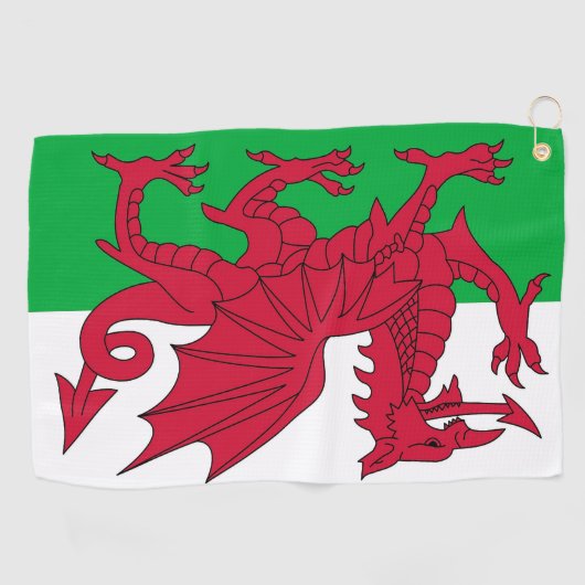 Golfhandtuch mit der Flagge von Wales, Vereinigtes (Horizontal)