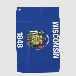 Golfhandtuch mit der Flagge von Wisconsin Staat, U