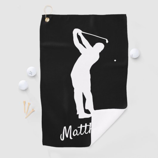 Golfhandtuch mit Monogramm "golfer Matthew" b&w (Insitu)