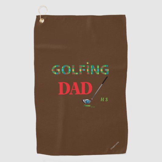 Golfhandtuch Mit Monogramm GOLFING VATER mit Club (Vorderseite)