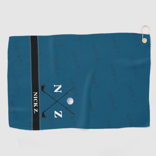 Golfhandtuch mit seinem Namen und seinen Initialen (Horizontal)