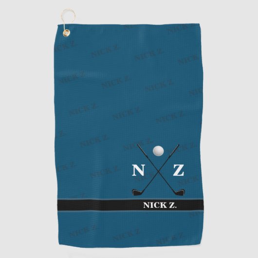 Golfhandtuch mit seinem Namen und seinen Initialen (Vorderseite)