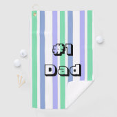 Golfhandtuch Weiß grüner Lila Streifen #1 Vater (Insitu)