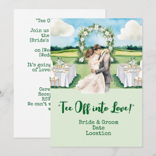 Golfhochzeit auf dem Golfplatz Einladung (Vorne/Hinten)