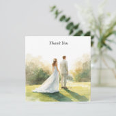 Golfhochzeit mit Braut und Bräutigam mit Text Dankeskarte (Stehend Vorderseite)