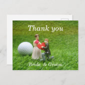 Golfhochzeit mit Braut- und Bräutiggolfer mit Lieb Postkarte (Vorne/Hinten)