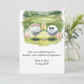 Golfhochzeit Wasserfarben Einladung (Stehend Vorderseite)
