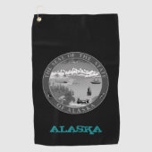 Golfing Alaska & Alaskan Wappen / Flagge Golfhandtuch (Vorderseite)