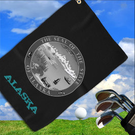 Golfing Alaska & Alaskan Wappen / Flagge Golfhandtuch