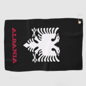 Golfing Albanien & Albanisches Wappen / Flagge Golfhandtuch (Horizontal)