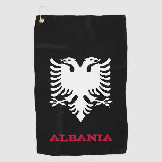 Golfing Albanien & Albanisches Wappen / Flagge Golfhandtuch (Vorderseite)