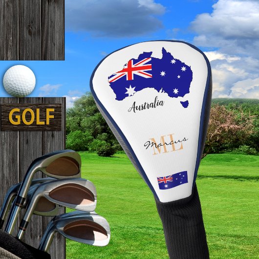 Golfing Australia, map, Australian Flag / Aussie Golf Headcover