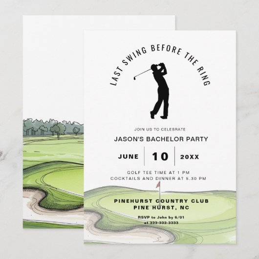 Golfing Bachelor Party Einladung (Vorne/Hinten)