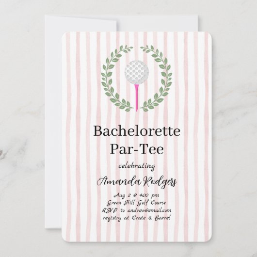 Golfing Bachelorette Par-T-Shirt Einladung (Vorderseite)