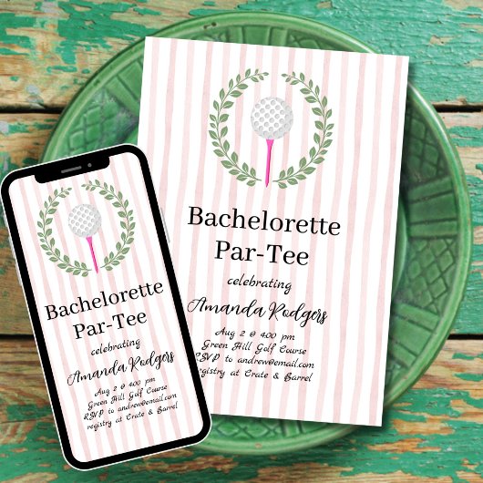 Golfing Bachelorette Par-T-Shirt Einladung