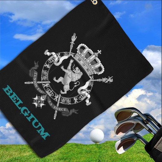 Golfing Belgium und belgisches Wappen / Flagge Golfhandtuch