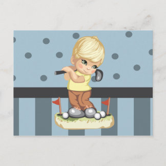 Golfing Boy Postcard Postkarte