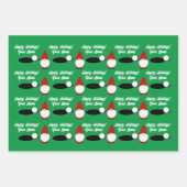 Golfing Christmas gnome wrapping paper sheets Geschenkpapier Set (Vorderseite)