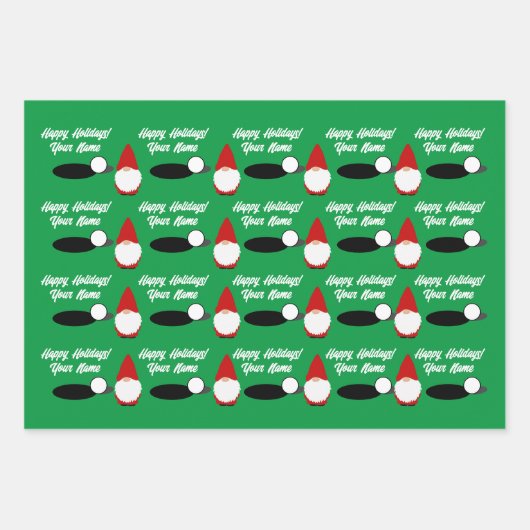 Golfing Christmas gnome wrapping paper sheets Geschenkpapier Set (Vorderseite)