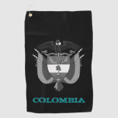 Golfing Colombia & Kolumbien Wappen / Flagge Golfhandtuch (Vorderseite)