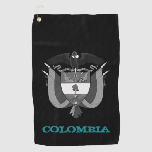 Golfing Colombia & Kolumbien Wappen / Flagge Golfhandtuch (Vorderseite)