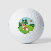 Golfing Corgi Hintern Cartoon Golfball (Vorderseite)